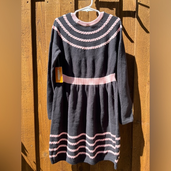 Gymboree Girls Contrast Bow Sweater Dress Size 7 Black Pink NWT - Picture 2 of 8